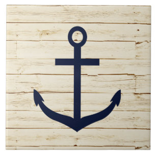 Rustic White Wood with Anchor Ceramic Tile