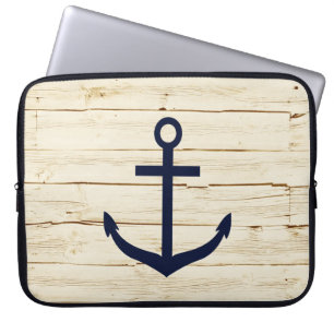 Rustic White Wood with Anchor Laptop Sleeve