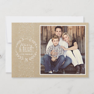 Rustic White Wreath Holiday Photo Card