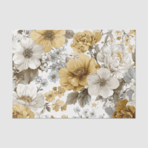 Rustic White Yellow Pastel Vintage Boho Floral Tissue Paper