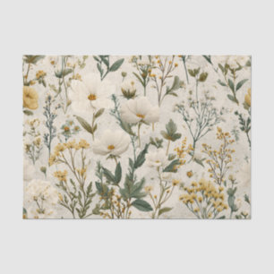 Rustic White Yellow Pastel Vintage Boho Floral Tissue Paper