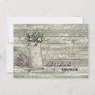 rustic whitewashed wood farmhouse lavender invitation