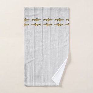 Rustic Whitewood Trout fish vintage watercolor Hand Towel