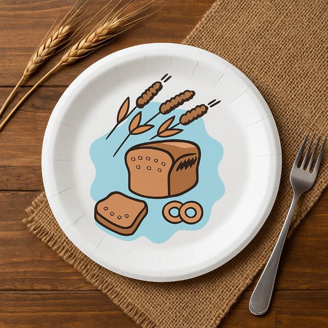 Rustic Whole Grain Bread Farmhouse Food Paper Plate (Creator Uploaded)