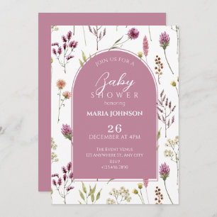 Rustic wild flower baby shower invitation