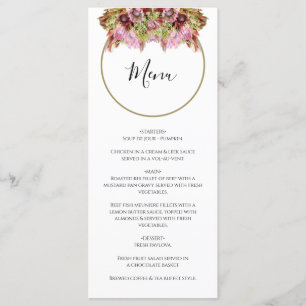 Rustic Wild Flower Bouquet Wedding Menu