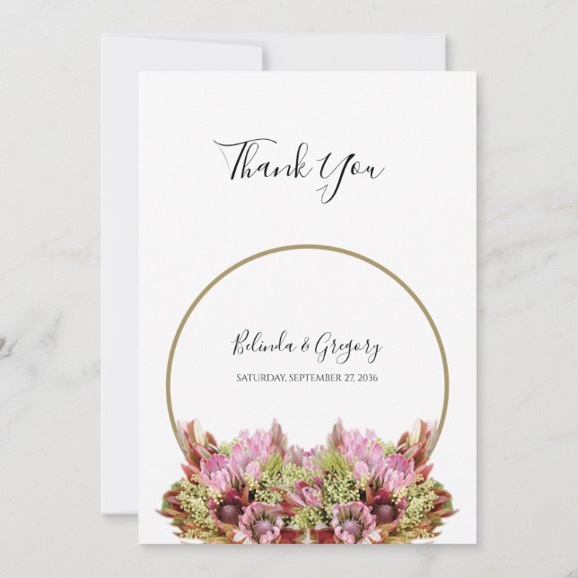 Rustic Wild Flower Bouquet Wedding Thank You Card (Back)
