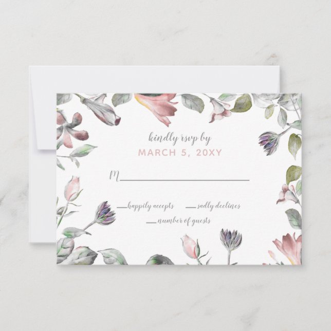 Rustic Wild Flowers Wedding RSVP Card (Front)