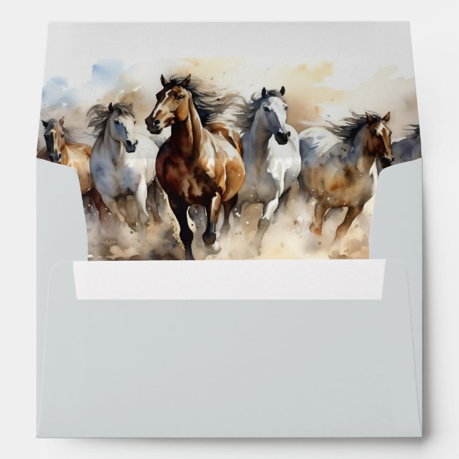 Rustic Wild Horses Ranch Equestrian Photo Wedding Envelope (Back (Bottom))