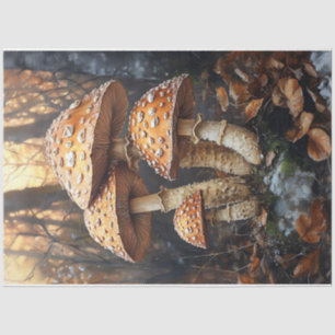 Rustic Wild Mushroom Cluster Illustration Tissue Paper