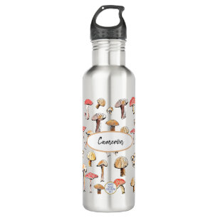 Rustic Wild Mushroom Hand-Illustrated Personalised 710 Ml Water Bottle