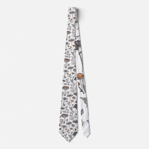 Rustic Wild Mushroom Sketch Design by CallisC Arts Tie