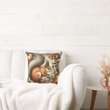 Rustic Wild Nature Mushroom Squirrel Whimsical 