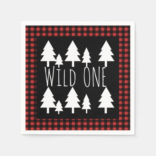 Rustic Wild One Buffalo Check Plaid Napkin (Front)