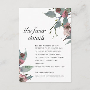 RUSTIC WILD PINK EUCALYPTUS FLORAL WEDDING DETAIL ENCLOSURE CARD