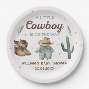 Rustic Wild West Cowboy Baby Shower Paper Plate