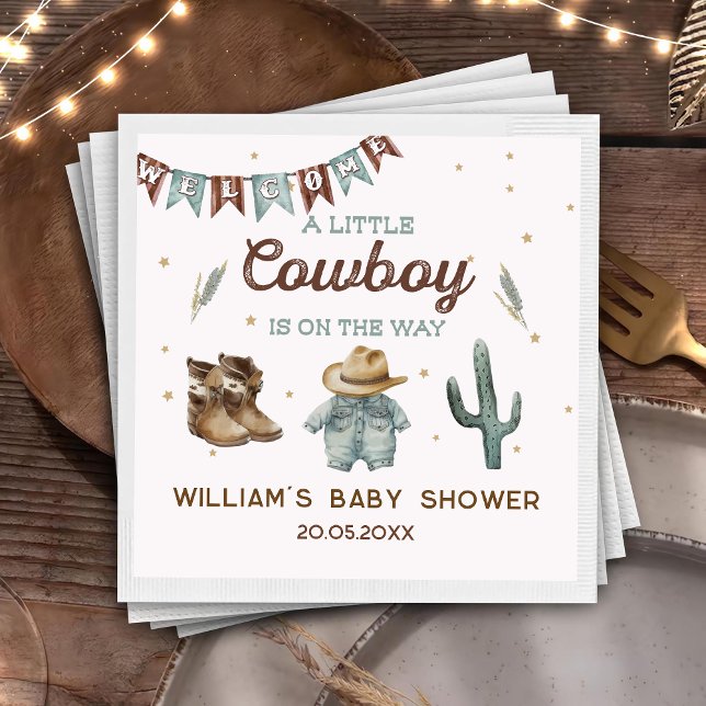 Rustic Wild West Cowboy Baby Shower Paper Plates Napkin (Creator Uploaded)