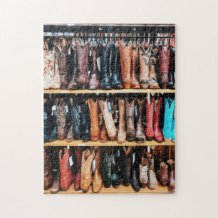 Rustic Wild West Cowboy Boots Americana Country Jigsaw Puzzle