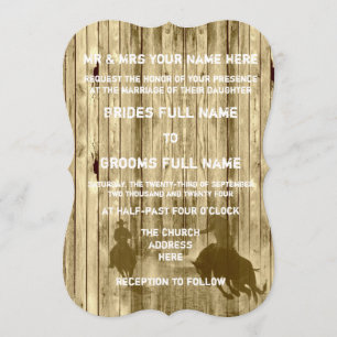 Rustic wild west western style cowboy wedding invitation