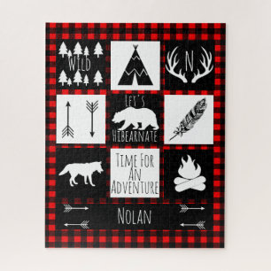 Rustic Wilderness & Animals Buffalo Check Plaid Jigsaw Puzzle