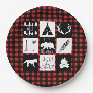 Rustic Wilderness & Animals Buffalo Check Plaid Paper Plate