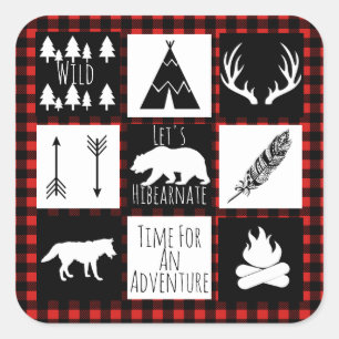 Rustic Wilderness & Animals Buffalo Check Plaid Square Sticker
