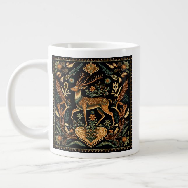 Rustic Wilderness Deer Large Coffee Mug (Left)