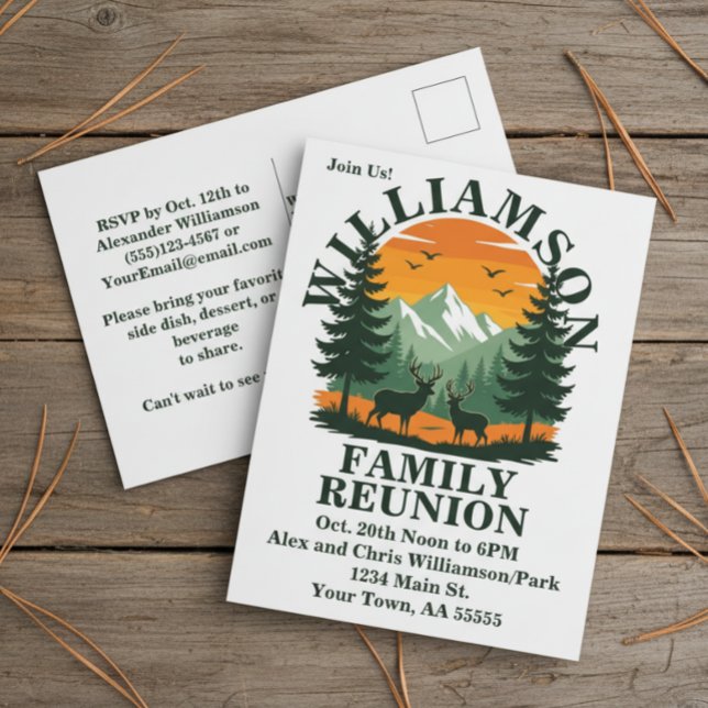 Rustic Wilderness Family Reunion Holiday Postcard (Creator Uploaded)