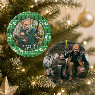 Rustic Wilderness Two Photo, Two Sided Ceramic Tree Decoration