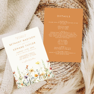 Rustic Wildflower All-in-One Wedding Invitation