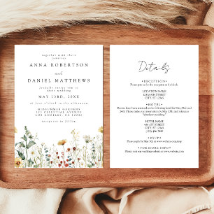 Rustic Wildflower All in One Wedding Invitation