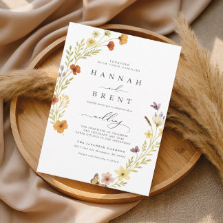 Rustic Wildflower Arch Wedding Invitation