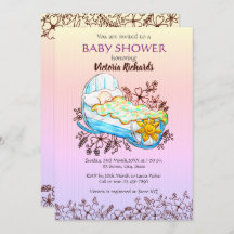 Rustic Wildflower Baby in Cradle Baby Shower