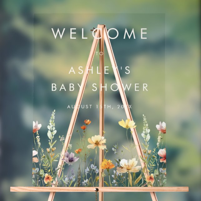 Rustic Wildflower Baby Shower Acrylic Sign (Neutral)