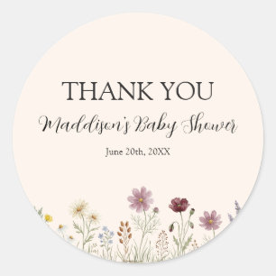 Rustic Wildflower Baby Shower Thank You Stickers