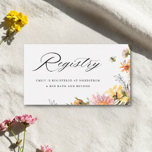 Rustic Wildflower Bee Bridal Shower Gift Registry Enclosure Card
