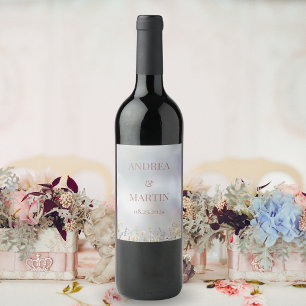Rustic Wildflower Boho Garden Wedding Wine Label