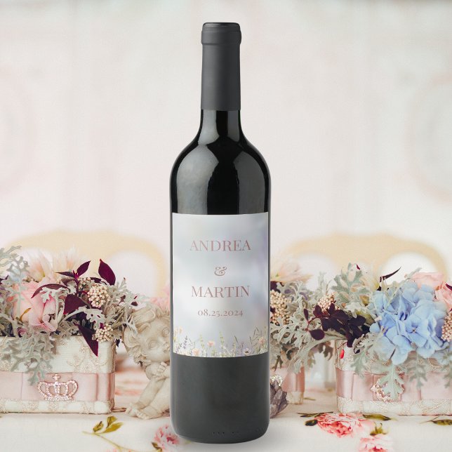 Rustic Wildflower Boho Garden Wedding Wine Label (Creator Uploaded)