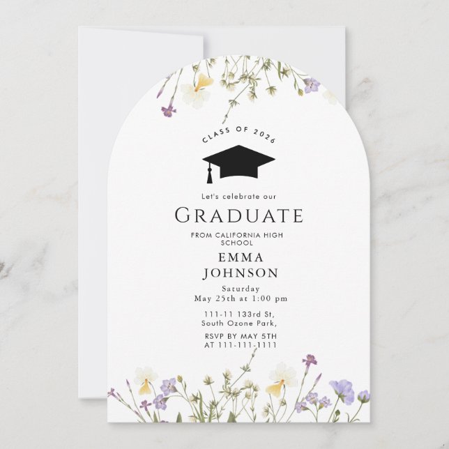 Rustic Wildflower Boho Graduation Party Invitation (Front)