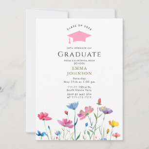 Rustic Wildflower Boho Graduation Party Invitation