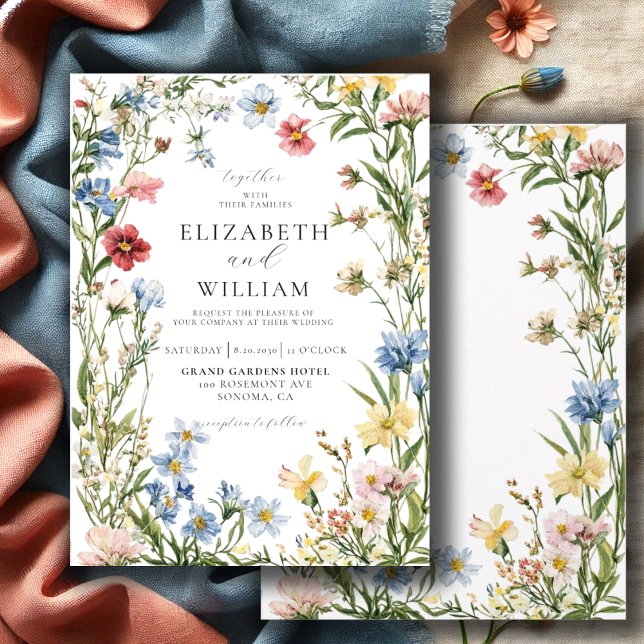 Rustic Wildflower Boho Watercolor Wedding  Invitation (Creator Uploaded)