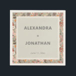 Rustic Wildflower Botanical Couples Shower Custom Napkin<br><div class="desc">This personalised couples shower cocktail napkin features a lush wildflower botanical border in muted sage, taupe, blush, and dusty rose framing a clean cream centre with the couple's names and date in bold typography. The hand-painted floral style brings a warm, cottagecore feel that works beautifully for an outdoor, greenhouse, or...</div>