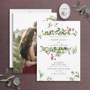 Rustic Wildflower Botanical Floral Photo Wedding I Invitation