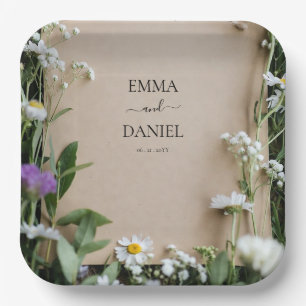 Rustic Wildflower Botanical Kraft Paper Wedding Plate