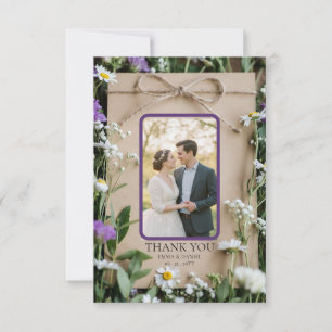 Rustic Wildflower Botanical Kraft Paper Wedding Thank You Card
