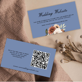 Rustic Wildflower Bouquet Blue Wedding Website Enclosure Card