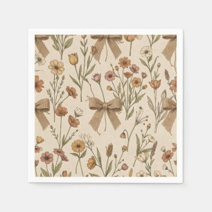 Rustic Wildflower Bouquet with Burlap Bows Vintage Napkin