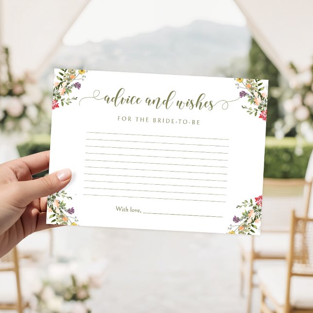 Rustic Wildflower Bridal Shower Advice and Wishes  Enclosure Card (Creator Uploaded)