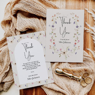 Rustic Wildflower Bridal Shower Thank You Card