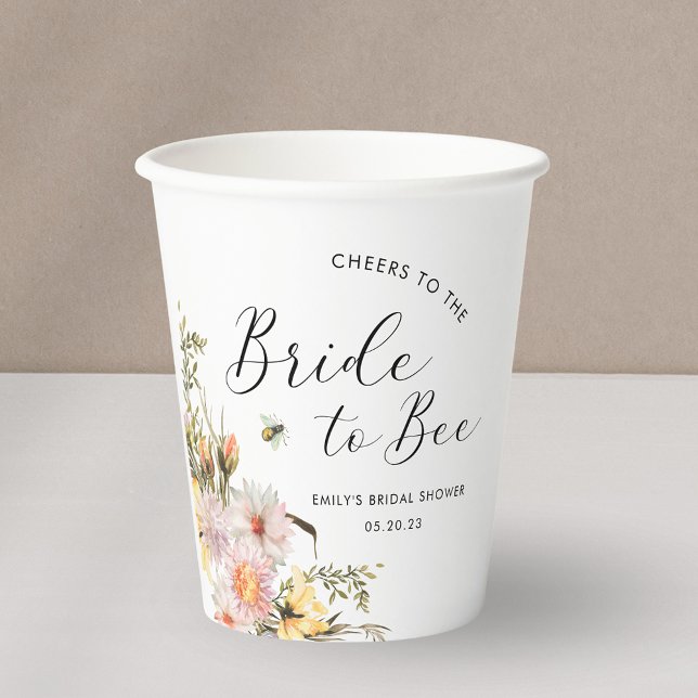 Rustic Wildflower Bride to Bee Bridal Shower Paper Cups (Creator Uploaded)